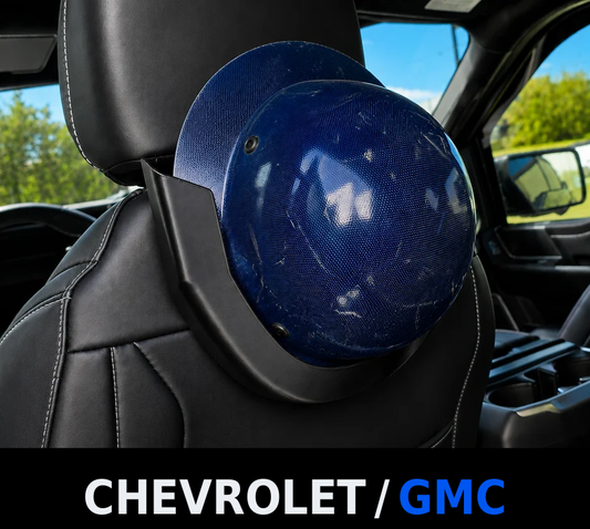 Chevrolet/GMC Hardhat Holder mounted on truck headrest